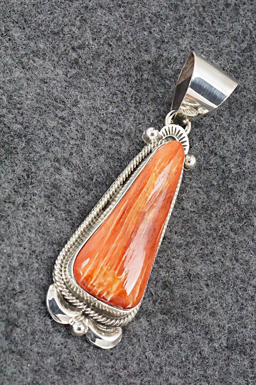 Spiny Oyster and Sterling Silver Pendant - Juanita Long