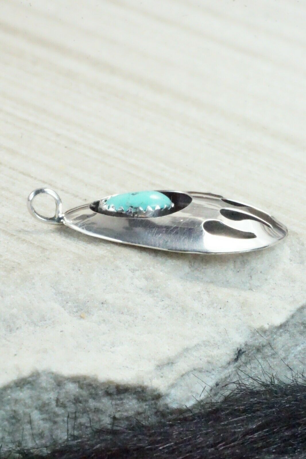 Turquoise & Sterling Silver Pendant - Virginia Long