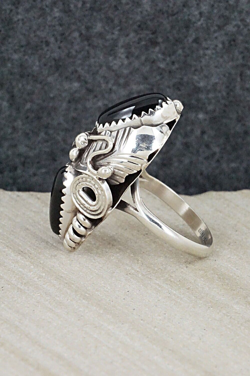 Onyx & Sterling Silver Ring - Max Calladitto - Size 6
