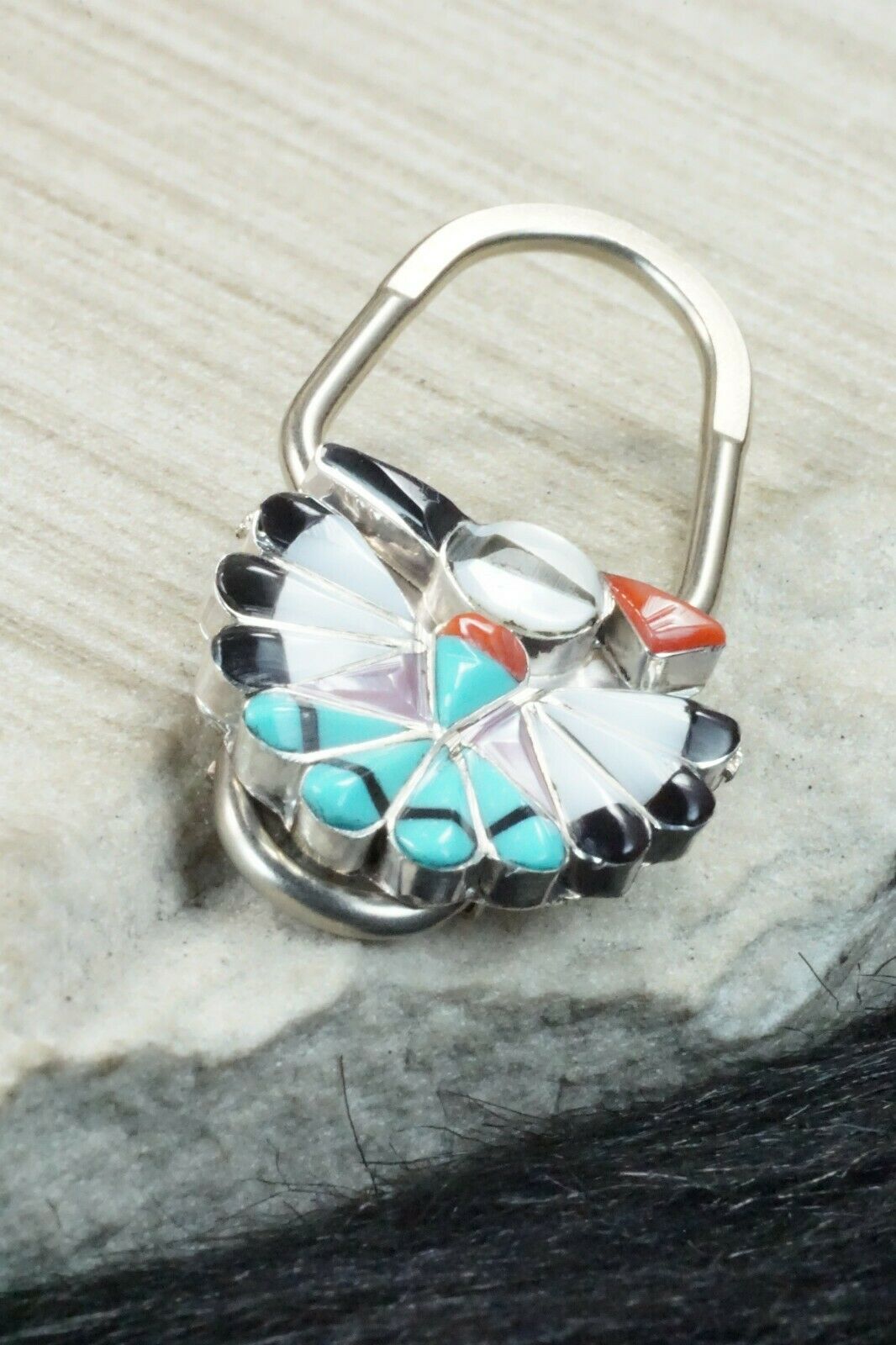 Multi Stone & Sterling Silver Keychain - Sherry Nastacio