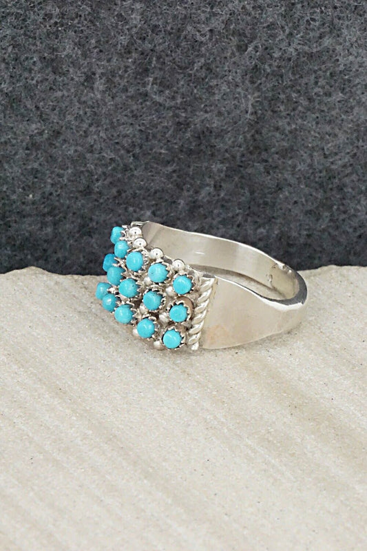 Turquoise & Sterling Silver Ring - April Haloo - Size 9
