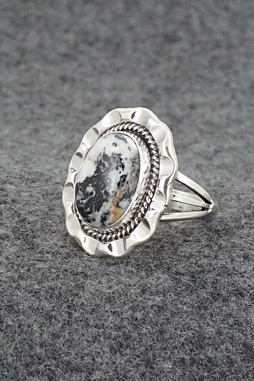 White Buffalo & Sterling Silver Ring - Samuel Yellowhair - Size 7.75
