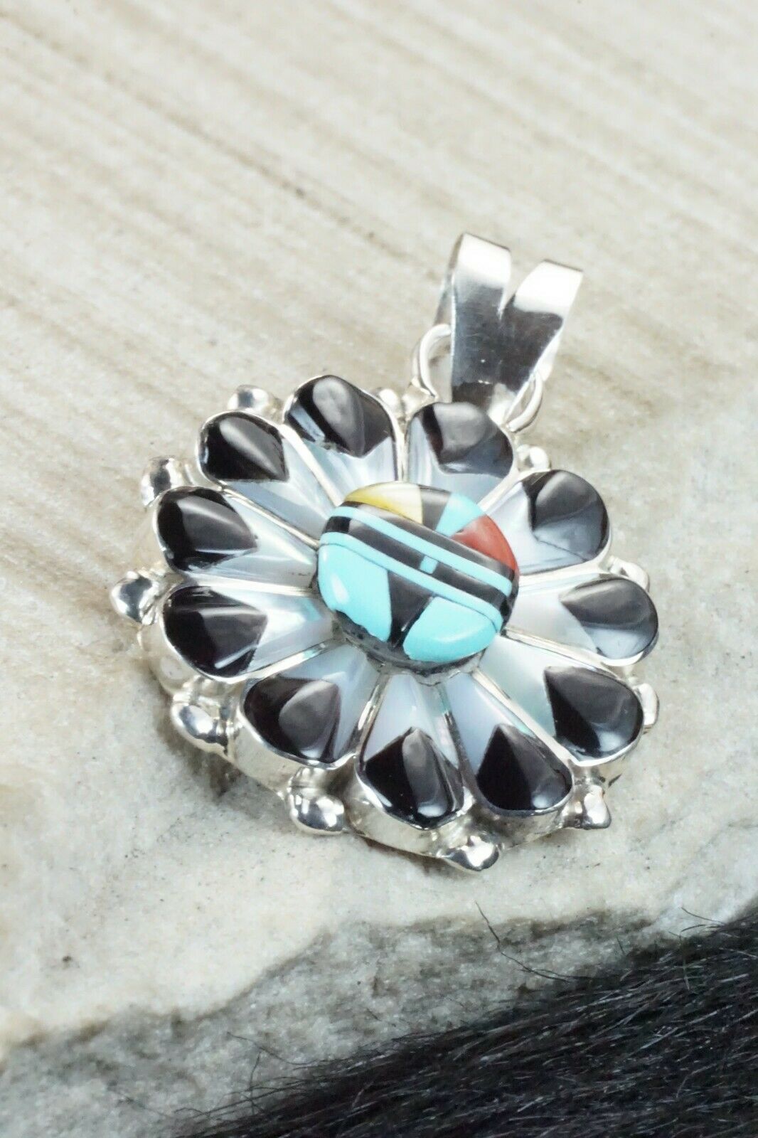 Multi Stone & Sterling Silver Pendant - Andrick Dewa