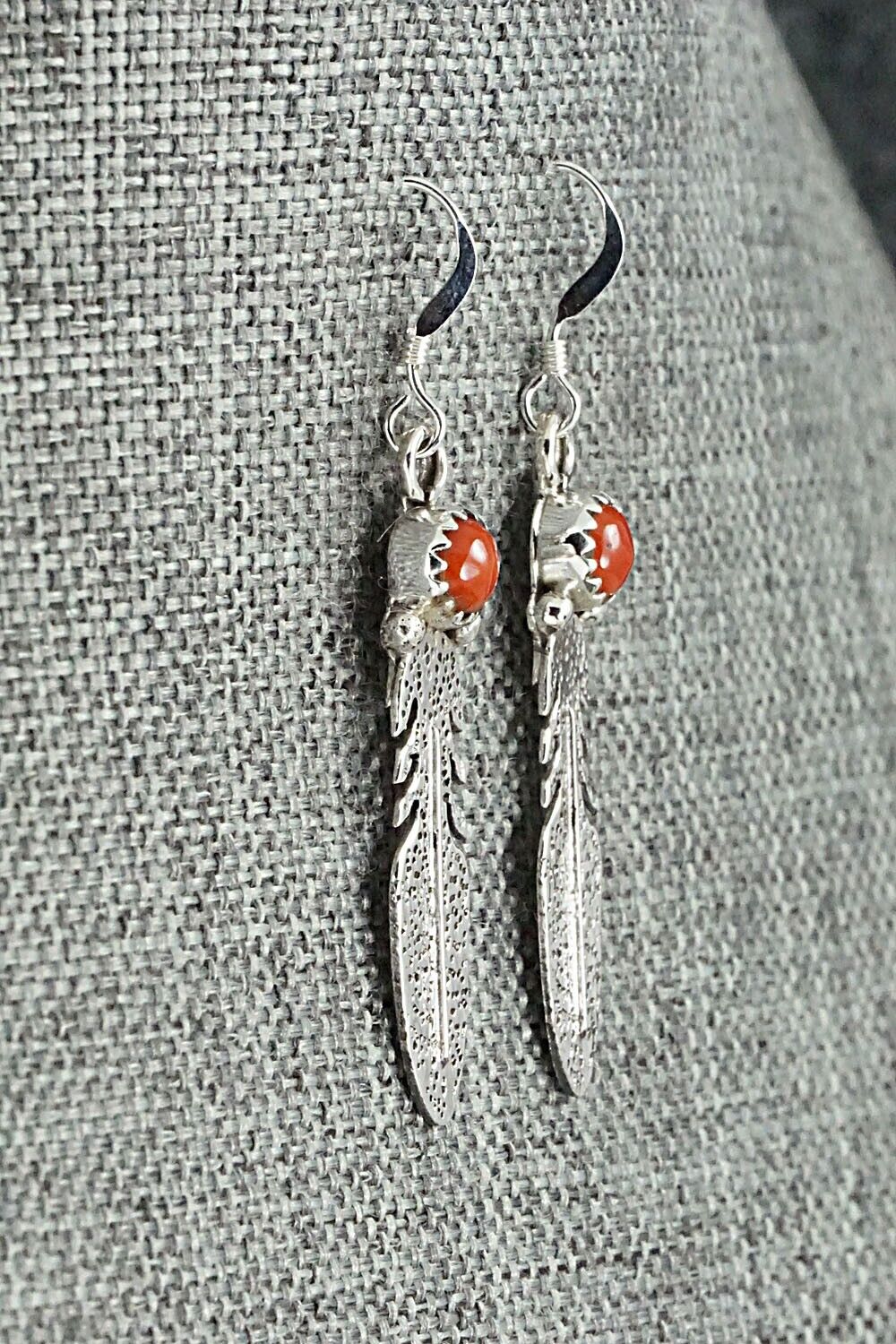 Coral & Sterling Silver Earrings - Rita Largo