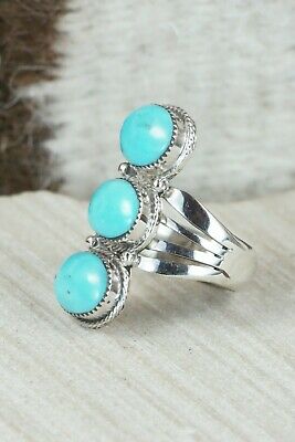 Turquoise & Sterling Silver Ring - Sheena Jack - Size 7.75