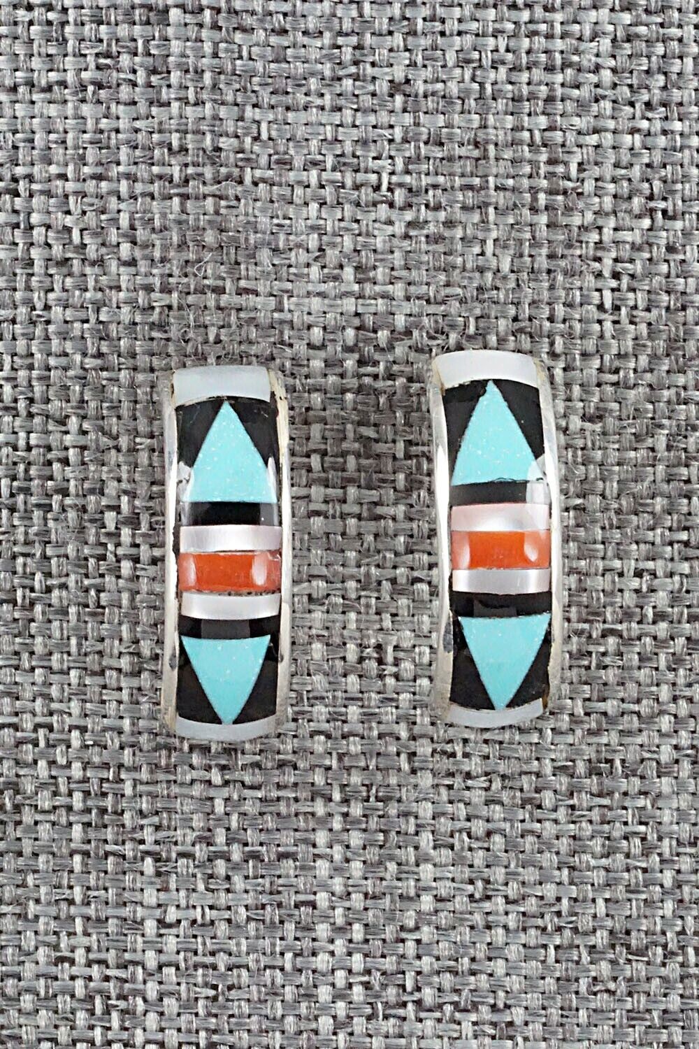 Multi Stone Inlay & Sterling Silver Earrings - Delberta Boone