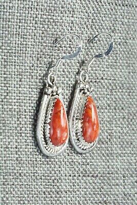 Spiny Oyster & Sterling Silver Earrings - Navajo