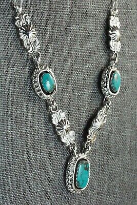 Navajo Turquoise & Sterling Silver Necklace - Lee Shorty