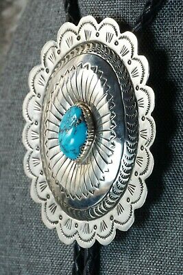 Navajo Turquoise & Sterling Silver Bolo Tie - Carson Blackgoat