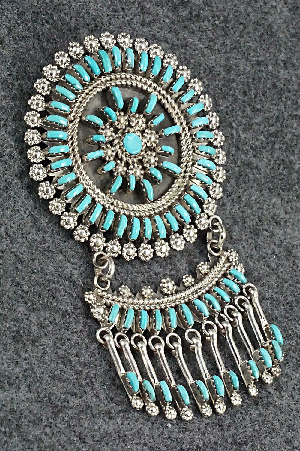Turquoise & Sterling Silver Pendant/Pin - Keith Leekity