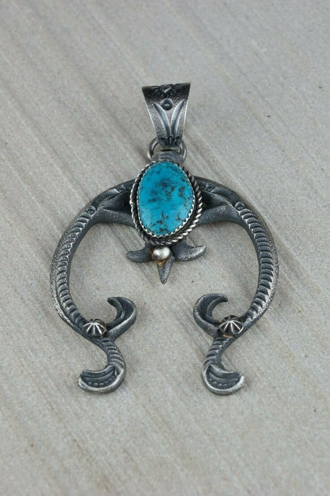 Navajo Turquoise and Sterling Silver Pendant - Eva & Linberg - High Lonesome Trading