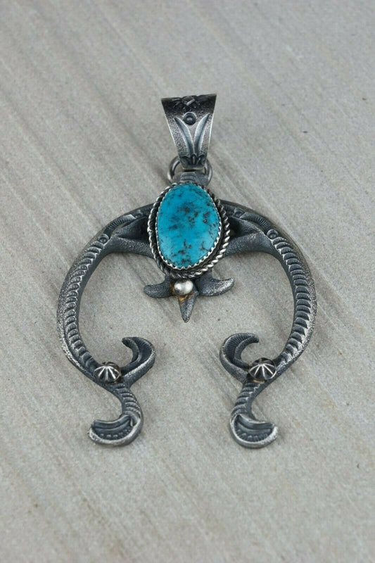 Navajo Turquoise and Sterling Silver Pendant - Eva & Linberg - High Lonesome Trading