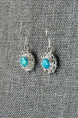 Navajo Turquoise & Sterling Silver Earrings - Freida Martinez