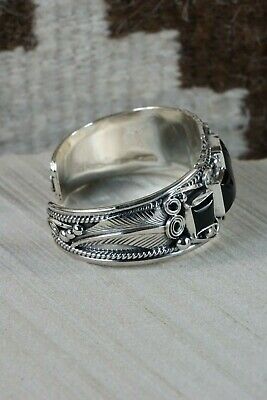 Navajo 5 Stone Onyx & Sterling Silver Bracelet - Davey Morgan - High Lonesome Trading