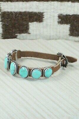 7 Stone Turquoise, Sterling Silver and Leather Bracelet - Jimmy Emerson - High Lonesome Trading
