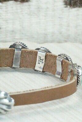 7 Stone Turquoise, Sterling Silver and Leather Bracelet - Jimmy Emerson - High Lonesome Trading