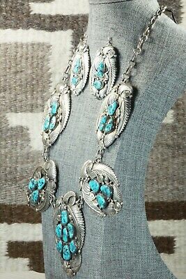 Turquoise & Sterling Silver Necklace and Earrings - Nora Tsosie