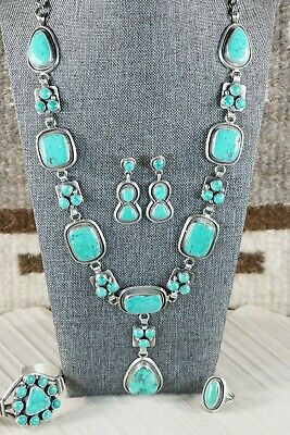 Navajo Turquoise & Sterling Silver Jewelry Set - Raymond Delgarito - High Lonesome Trading