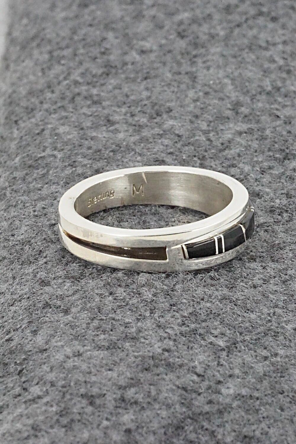 Onyx & Sterling Silver Inlay Ring - Wilbert Muskett Jr. - Size 11.5