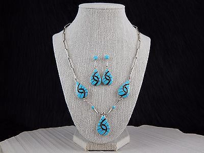 Zuni Sterling Silver & Turquoise Necklace & Earring Set - Amy Wesley - High Lonesome Trading