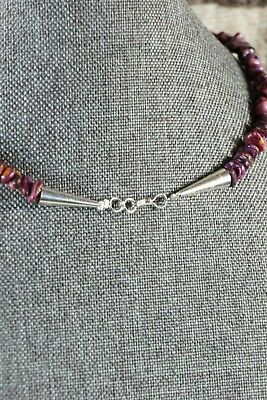 Spiny Oyster & Sterling Silver Necklace - Louise Joe - Navajo - High Lonesome Trading