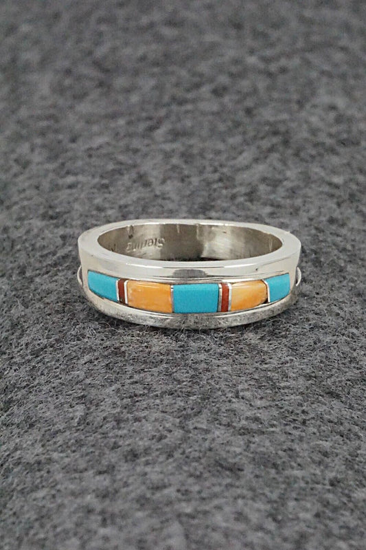 Multi-Stone & Sterling Silver Inlay Ring - Wilbert Muskett Jr.- Size 9.25