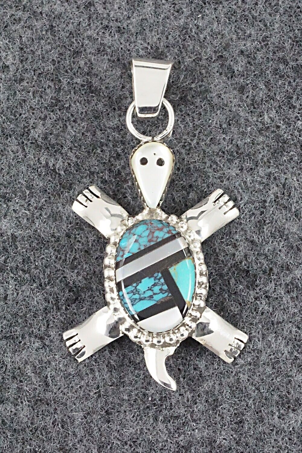 Multi Stone & Sterling Silver Inlay Pendant - Wayne Haloo