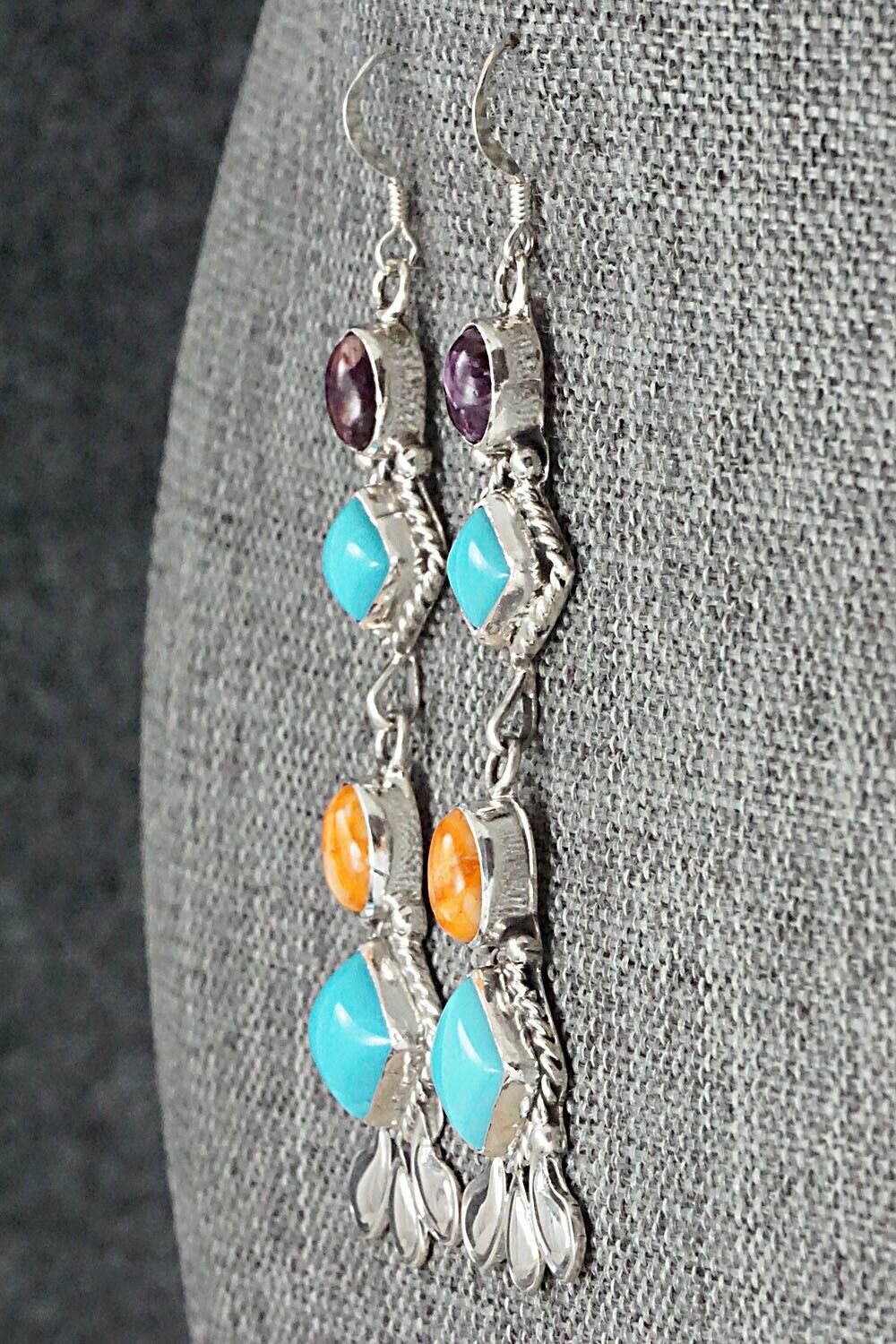 Turquoise, Spiny Oyster & Sterling Silver Earrings - Sharon McCarthy