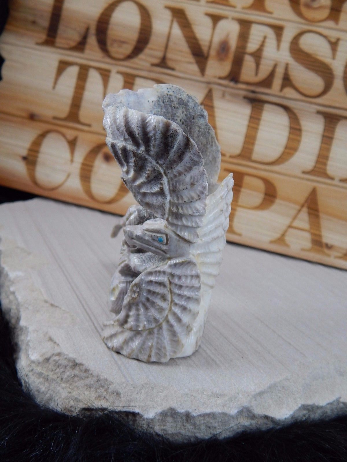 Eagle Zuni Fetish Carving - Jerrold Lahaleon - High Lonesome Trading