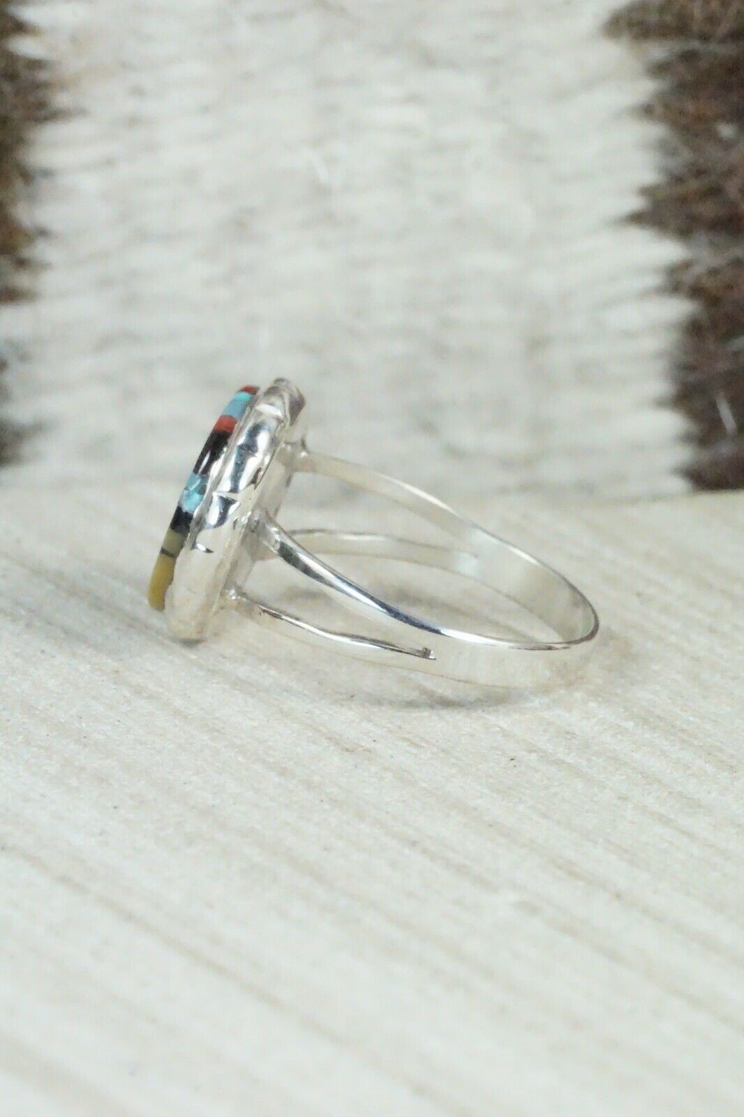 Multi Stone & Sterling Silver Ring - Ruddell Lonjose - Size 7.25