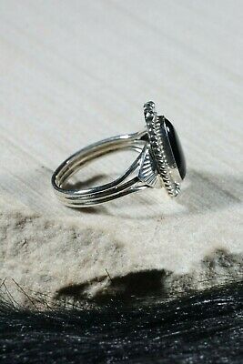 Navajo Onyx and Sterling Silver Ring - Jan Mariano - Size 9.75 - High Lonesome Trading