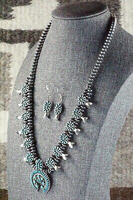 Zuni Turquoise & Sterling Silver Squash Blossom Set - Lorena Peina