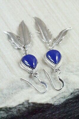 Navajo Lapis & Sterling Silver Earrings - Harris Largo