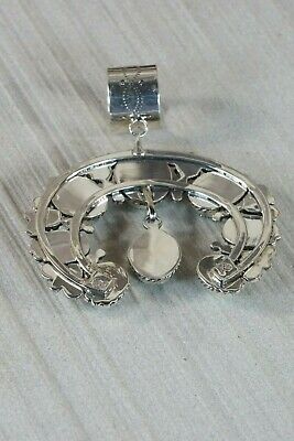 Navajo Turquoise and Sterling Silver Naja Pendant - Sarah Yazzie - High Lonesome Trading