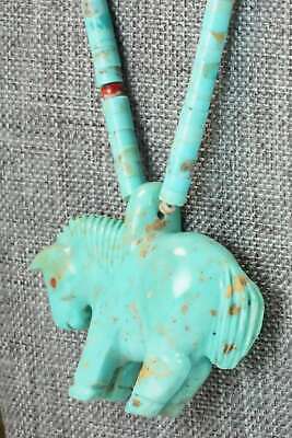 Horse Zuni Fetish Carving Necklace - Andres Quandelacy