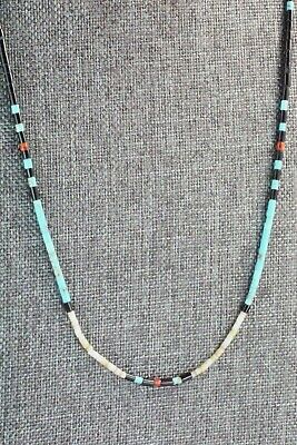 Turquoise, Shell, Coral & Sterling Silver Necklace - Esquipula Tenorio