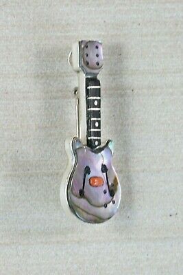 Zuni Abalone Guitar and Sterling Silver Pendant - Eric Lonjose - High Lonesome Trading