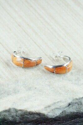 Spiny Oyster & Sterling Silver Earrings - Philbert Chavez - High Lonesome Trading