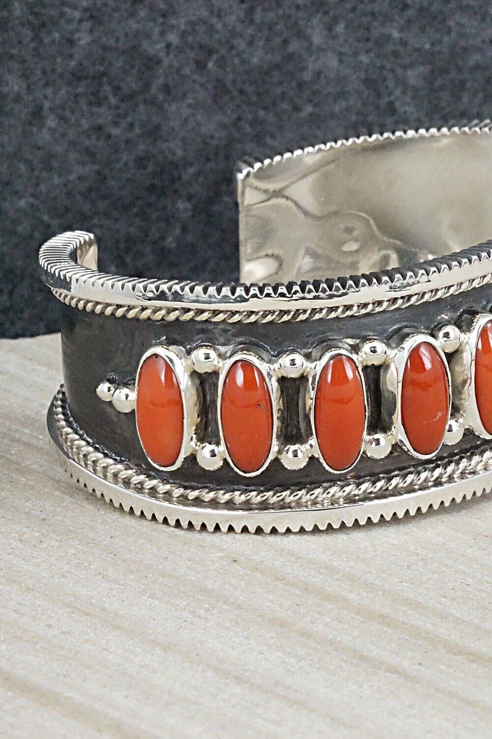 Coral & Sterling Silver Bracelet - Tom Lewis