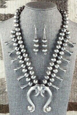 Sterling Silver Squash Blossom and Earrings - Gilbert Martin