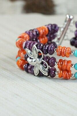 Navajo Spiny Oyster & Sterling Silver Butterfly Bracelet - Native American