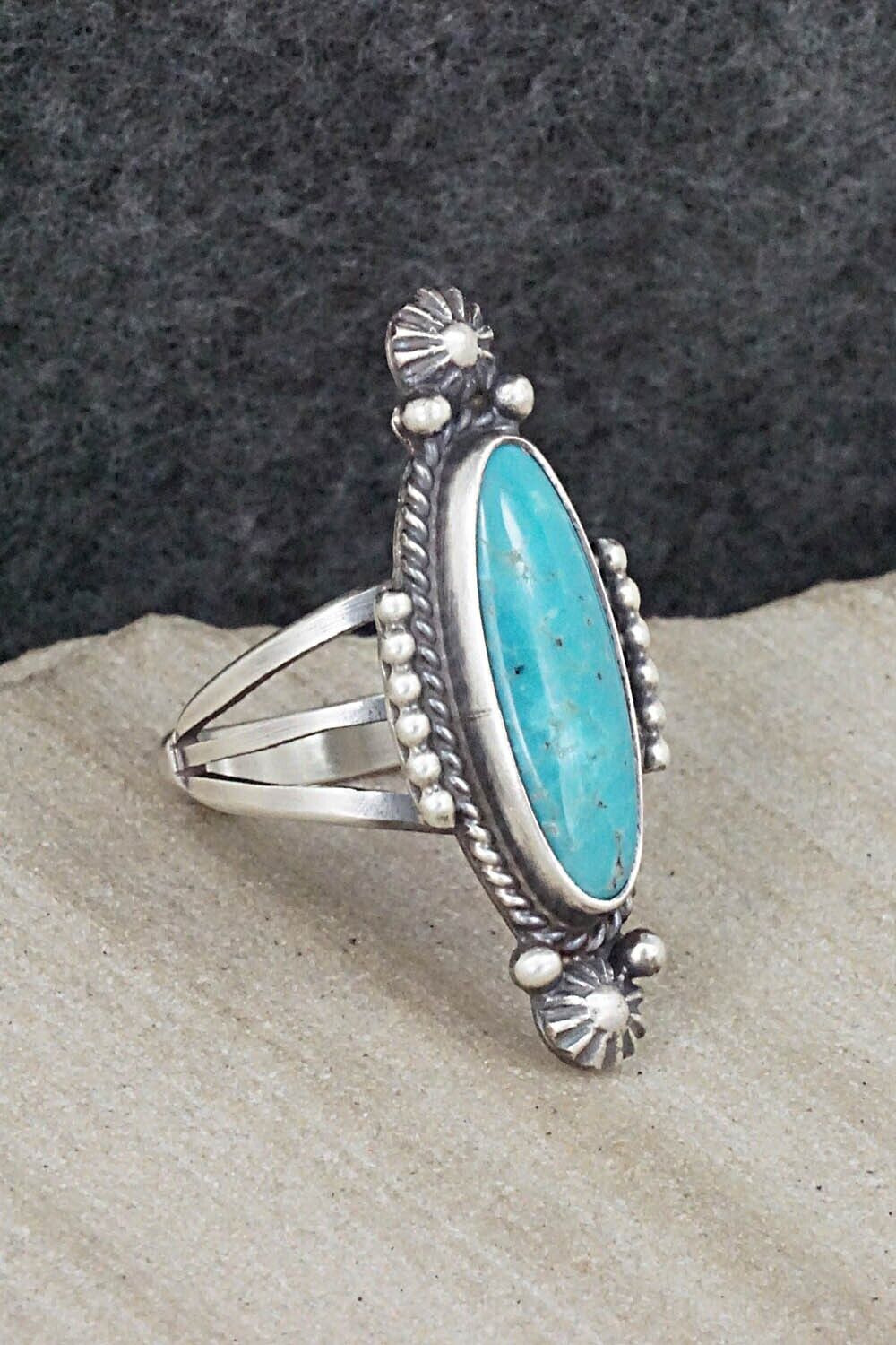 Turquoise & Sterling Silver Ring - Samuel Yellowhair - Size 6.75