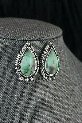 Navajo Variscite & Sterling Silver Earrings - Freida Martinez - High Lonesome Trading