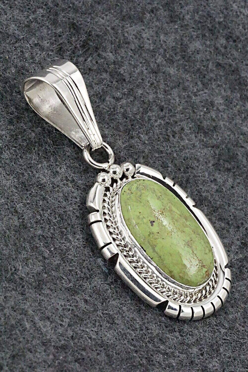 Gaspeite & Sterling Silver Pendant - Samuel Yellowhair