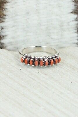 Coral & Sterling Silver Ring - Irma Unkestine - Size 7.25