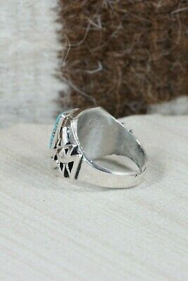 Turquoise & Sterling Silver Ring - Leslie & Gladys Lamy - Size 9.75