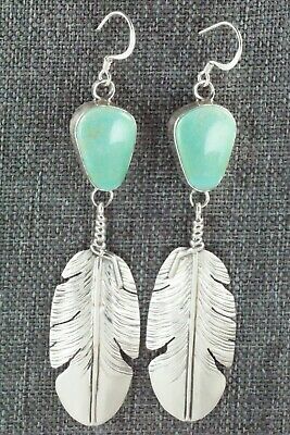 Turquoise & Sterling Silver Feather Earrings - Ben Begay