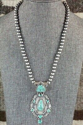 Turquoise and Sterling Silver Pendant & Necklace - Tom Lewis
