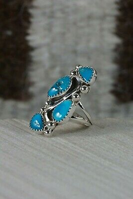 Navajo 4 Stone Turquoise and Sterling Silver Ring - Roberta Begay - 6 - High Lonesome Trading