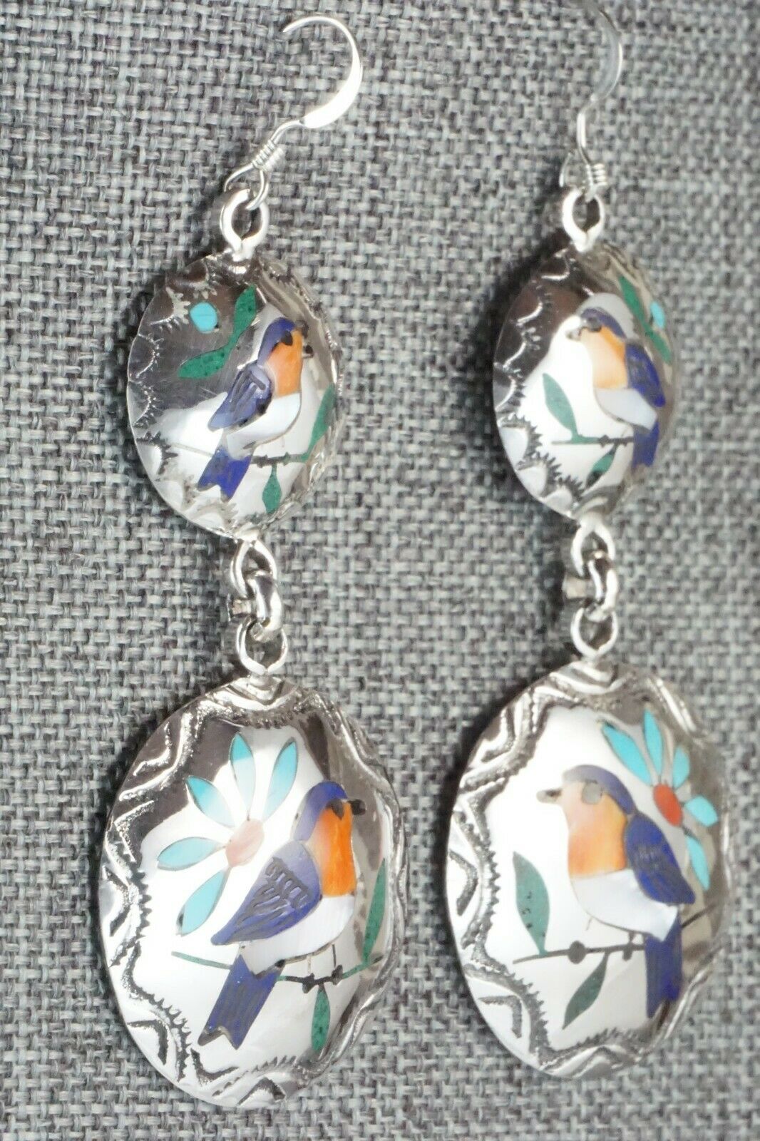 Multi Stone & Sterling Silver Earrings - Quintin Quam Sr.